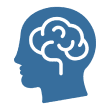 Silhouette of head with brain outline.