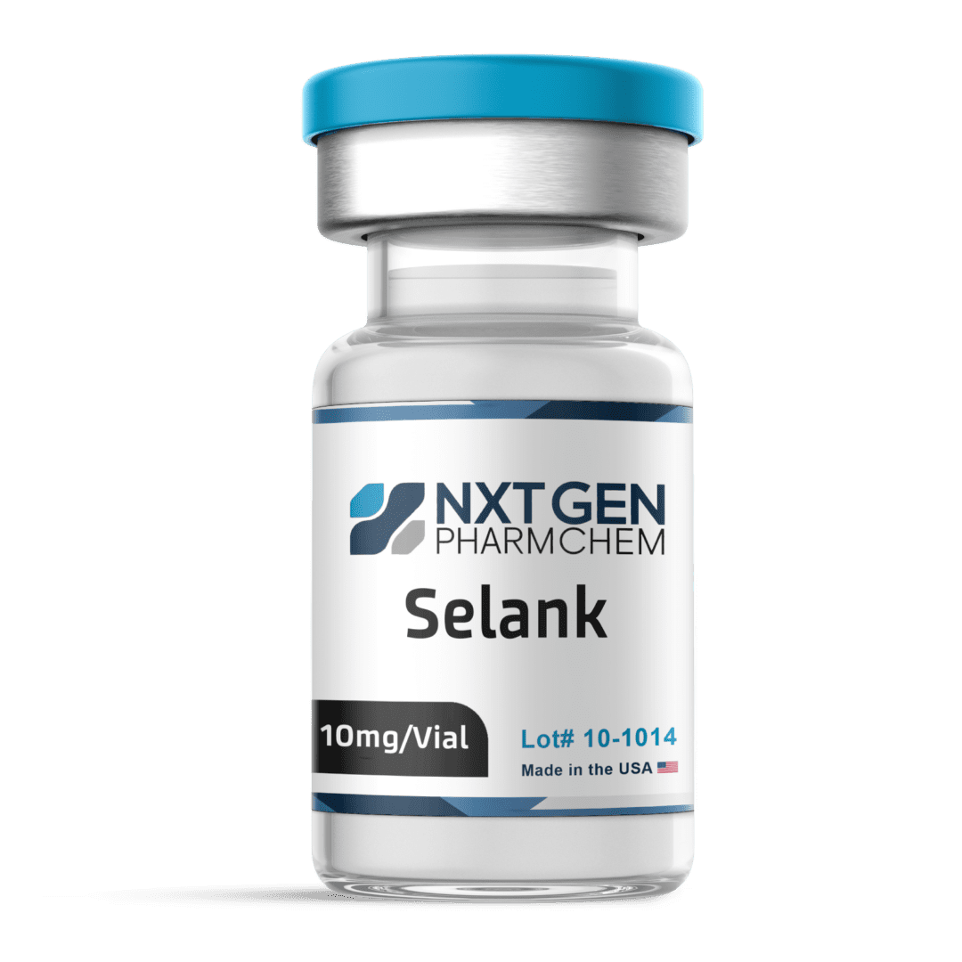 Vial labeled Selank by NXT GEN Pharm Chem.